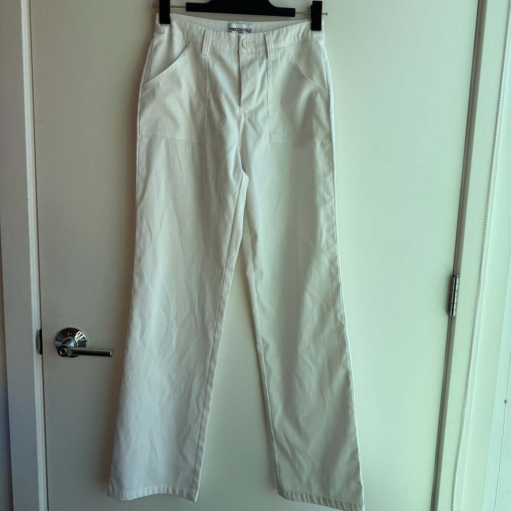 Princess Polly Archer Pants White Straight Leg Utility Trousers